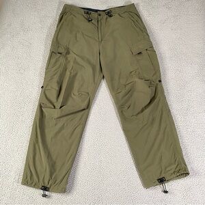 Vintage Utility Brand Cargo Rave Pants Men 38x31 Green Relaxed Loose Wide Baggy